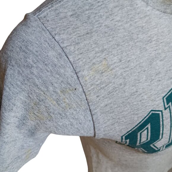 Reebok Vintage Women's T-shirt SMALL 1990s Heather gray Spellout Logo - Picture 4 of 7